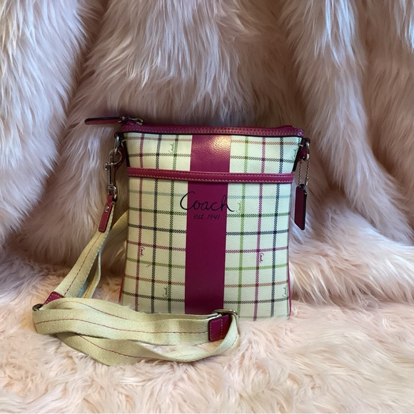 Coach Handbags - Coach Pink and Cream Crossbody Bag with Boxy Design